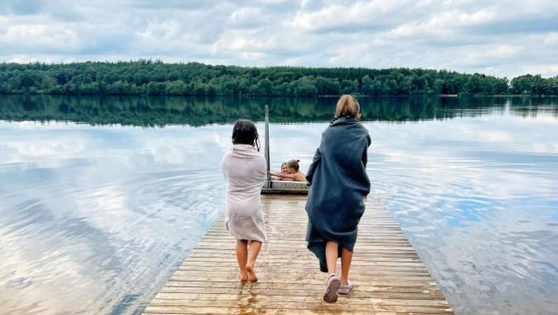 Badning fra badebro ved St. Økssø